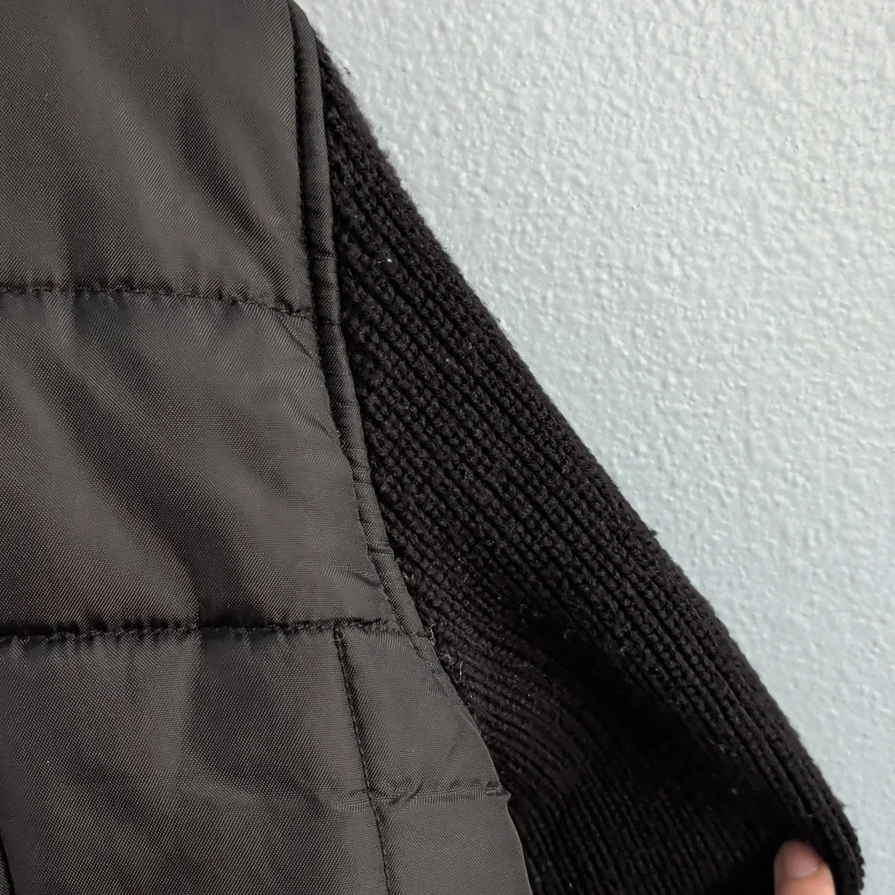 Zara Man Basic Black Quilted Puffer Jacket with Knit Sleeves